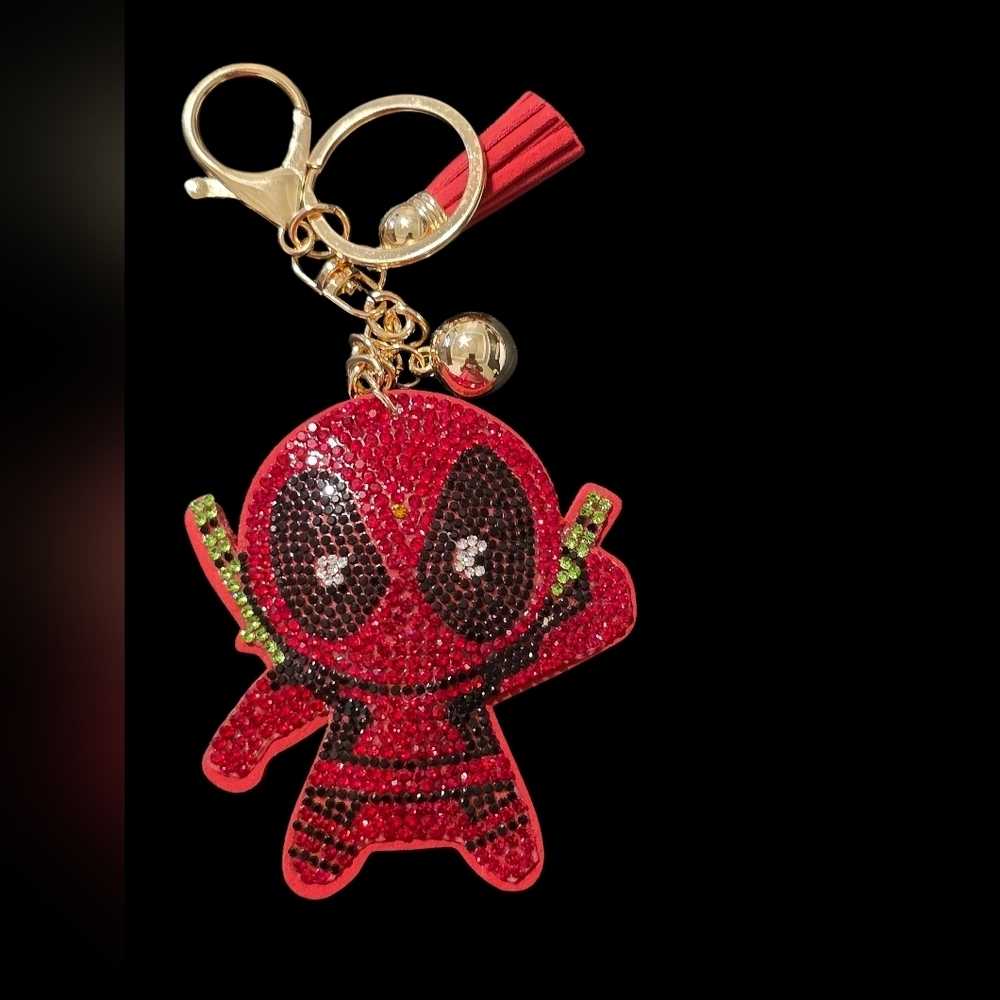 Deadpool Rhinestone Bag Charm Keychain